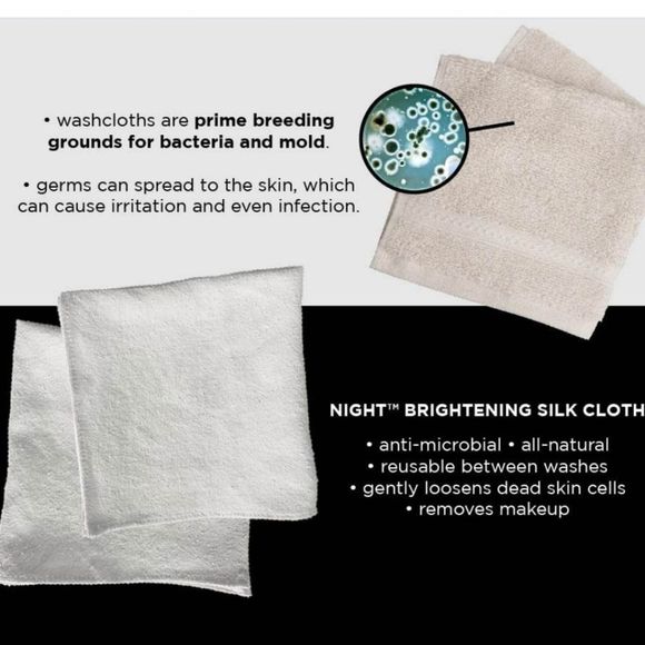 Night 100% Raw Silk Skincare Washcloth- 1PK - Picture 8 of 10